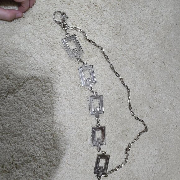 Vintage Y2K Silver Rectangle Metallic Chain Chunky Belt - Picture 5 of 11